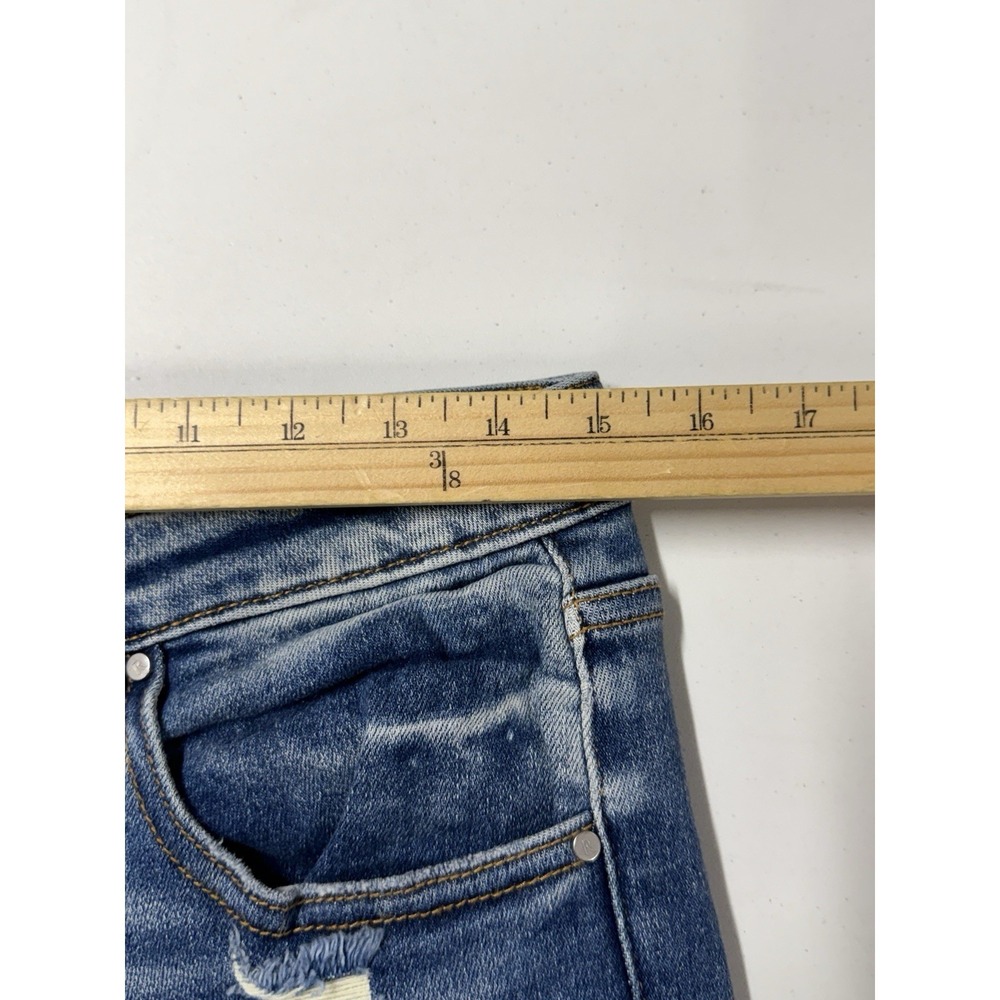 RISEN Jeans Women's 11/30 Flare Distressed Stretch Denim Blue Fade NWT - Picture 7 of 10